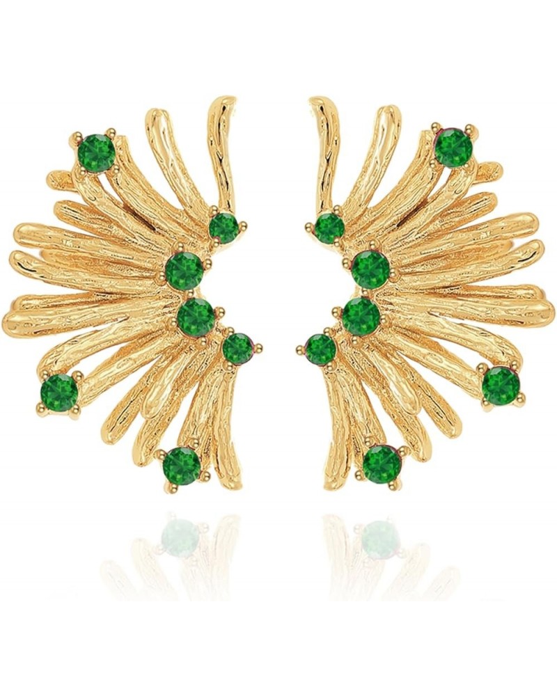 Chunky Gold Statement Earrings Fashion Cubic Zirconia Drop Dangle Earrings for Women Party Prom Jewelry Gold-green $10.44 Ear...