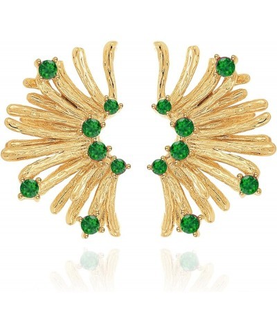 Chunky Gold Statement Earrings Fashion Cubic Zirconia Drop Dangle Earrings for Women Party Prom Jewelry Gold-green $10.44 Ear...