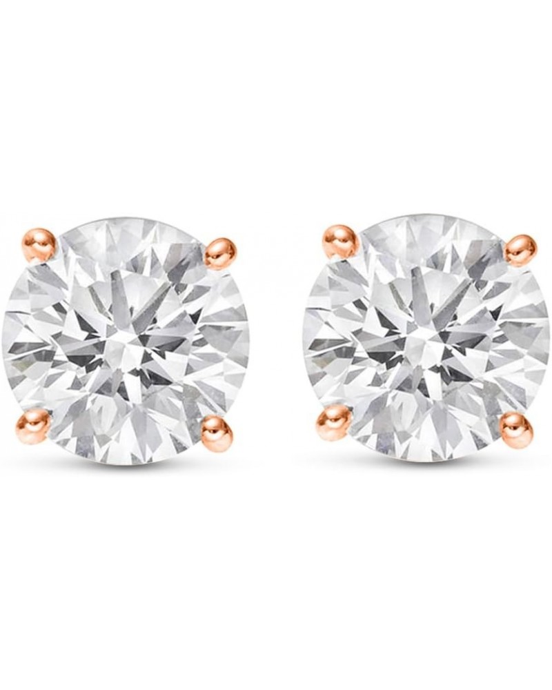 1/4-2 Carat Total Weight GIA Certified Round Diamond Stud Earrings 4 Prong Push Back (D-E Color VS1-VS2 Clarity) 1.25 Carat R...