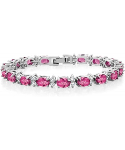 20.00 Ct Gorgeous Oval and Round 7 Inch Sparkling Cubic Zirconia CZ Tennis Bracelet For Women Red $14.99 Bracelets