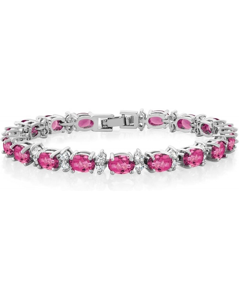 20.00 Ct Gorgeous Oval and Round 7 Inch Sparkling Cubic Zirconia CZ Tennis Bracelet For Women Red $14.99 Bracelets