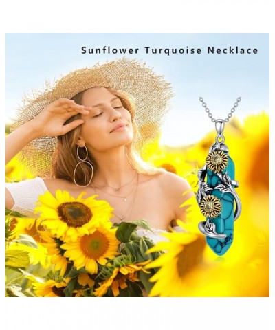 Sunflower Necklace 925 Sterling Silver Jewelry Gift for Women Girls Turquoise $45.15 Necklaces