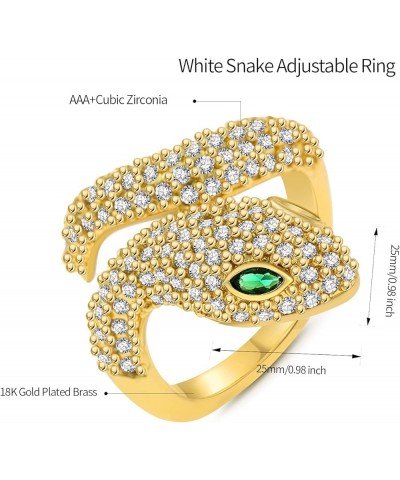 Snake Ring for Women, Butterfly Ring Panther Rings Leopard Head Ring Lion Head Ring Adjustable Ring White Snake $10.02 Rings