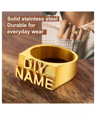 Men/Women Personalized Name Ring Initial Rings, Customized Name Gift, Stainless Steel/Gold Plated/Black-Send Gift Box 0-doubl...