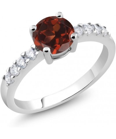 Red Garnet Engagement Anniversary Promise Ring For Women (1.24 Cttw, Gemstone January Birthstone, Round 6MM, Available in Siz...