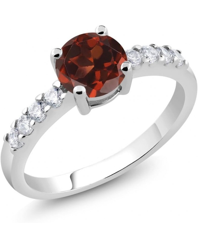 Red Garnet Engagement Anniversary Promise Ring For Women (1.24 Cttw, Gemstone January Birthstone, Round 6MM, Available in Siz...