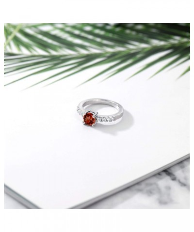 Red Garnet Engagement Anniversary Promise Ring For Women (1.24 Cttw, Gemstone January Birthstone, Round 6MM, Available in Siz...