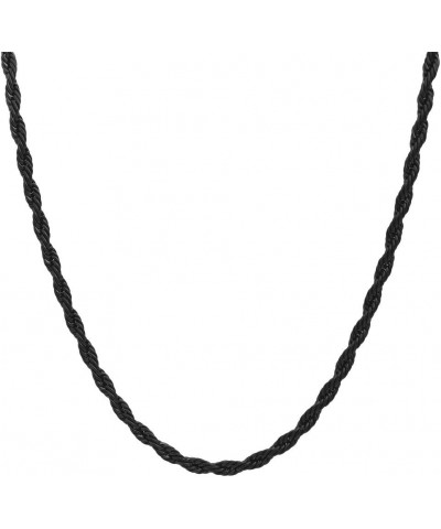 Stainless Steel 4mm Twist Rope Chain Necklace, 22" Inches-28" Inches Black 22" Inches $8.50 Necklaces