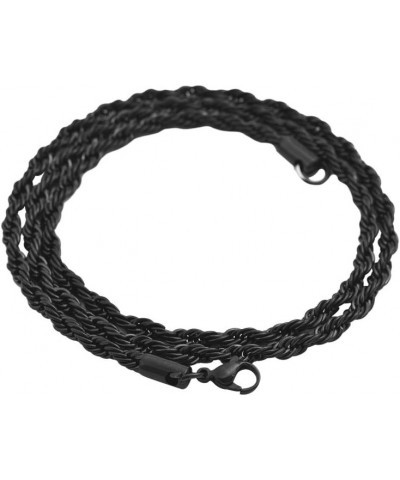 Stainless Steel 4mm Twist Rope Chain Necklace, 22" Inches-28" Inches Black 22" Inches $8.50 Necklaces