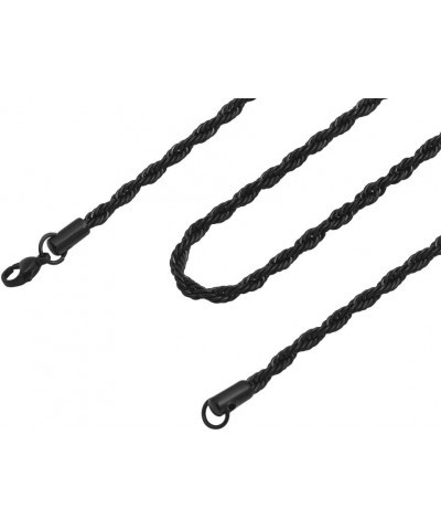 Stainless Steel 4mm Twist Rope Chain Necklace, 22" Inches-28" Inches Black 22" Inches $8.50 Necklaces