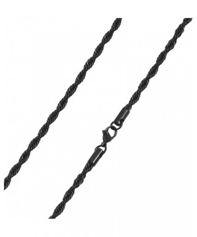 Stainless Steel 4mm Twist Rope Chain Necklace, 22" Inches-28" Inches Black 22" Inches $8.50 Necklaces