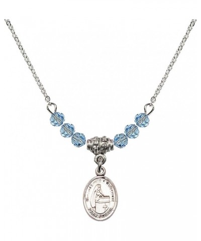 March Birth Month Bead Necklace with Catholic Patron Saint Petite Charm, 18 Inch Blessed Emilee Doultremont $26.60 Necklaces