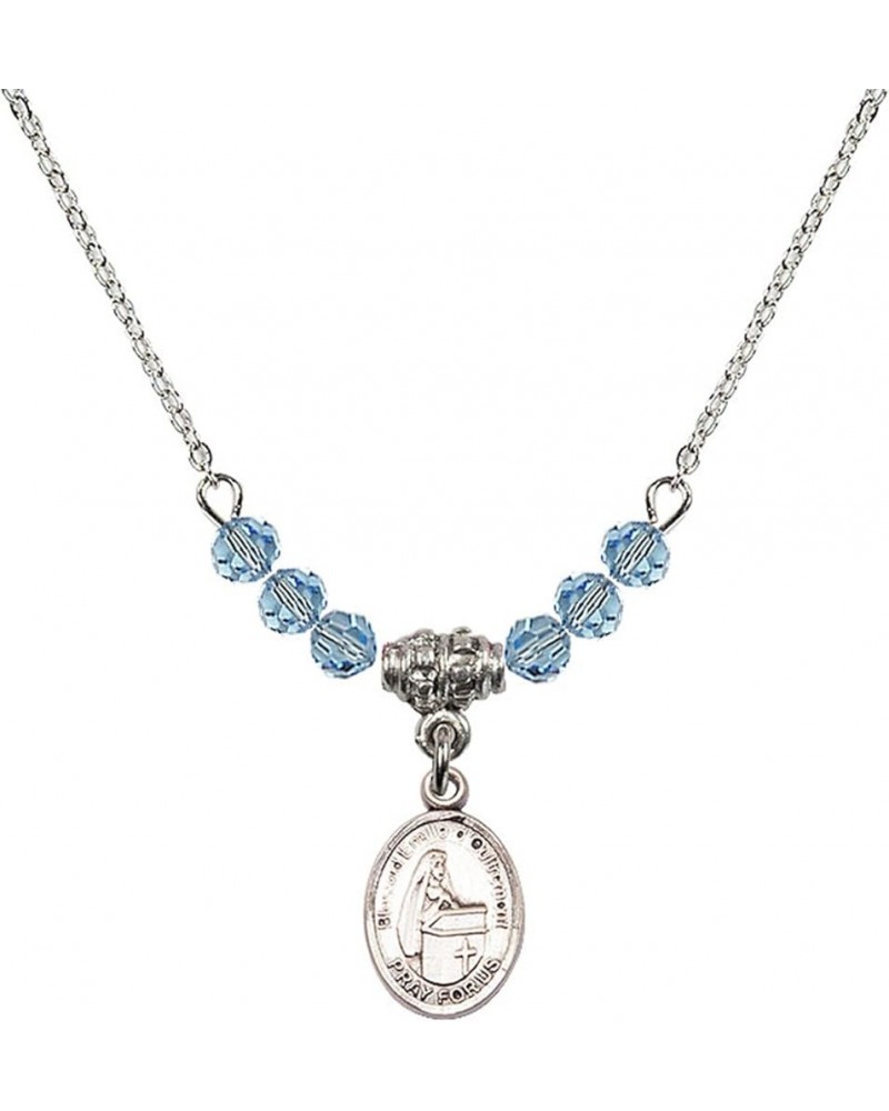 March Birth Month Bead Necklace with Catholic Patron Saint Petite Charm, 18 Inch Blessed Emilee Doultremont $26.60 Necklaces