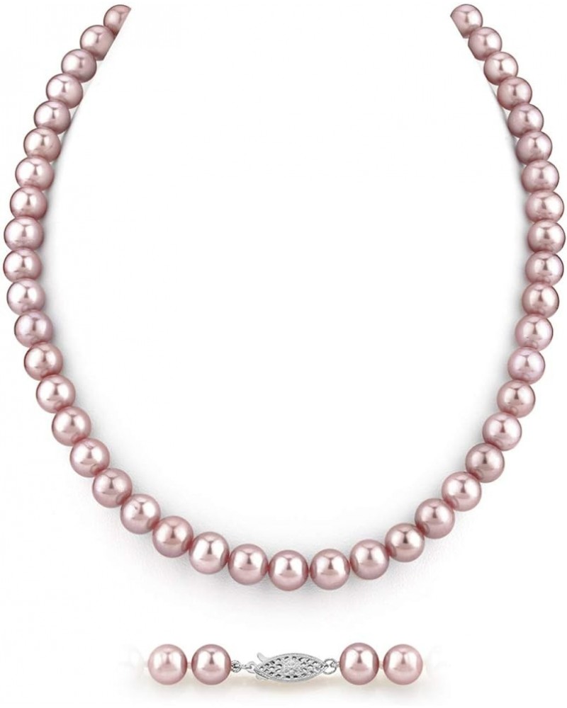 AAA Quality Round Pink Freshwater Cultured Pearl Necklace for Women 20.0 Inches 7.0-8.0mm $56.98 Necklaces