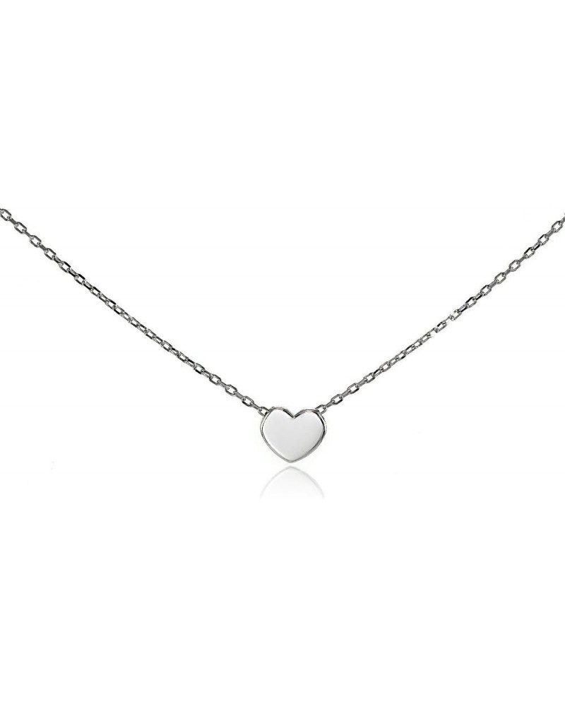 925 Sterling Silver Heart Love Tiny Dainty Choker Necklace for Women Teen Girls, Silver Yellow Gold & Rose Gold Sterling Silv...