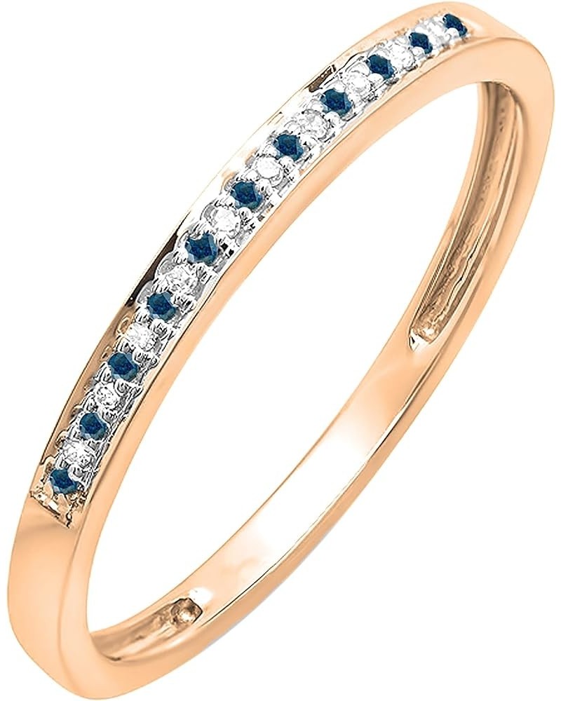 0.10 Carat (ctw) Alternate Round Blue & White Diamond Stackable Wedding Band for Women in 10K Gold 4.5 Rose Gold $96.24 Others