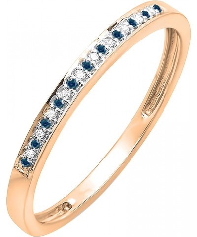 0.10 Carat (ctw) Alternate Round Blue & White Diamond Stackable Wedding Band for Women in 10K Gold 4.5 Rose Gold $96.24 Others