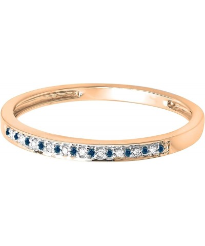 0.10 Carat (ctw) Alternate Round Blue & White Diamond Stackable Wedding Band for Women in 10K Gold 4.5 Rose Gold $96.24 Others