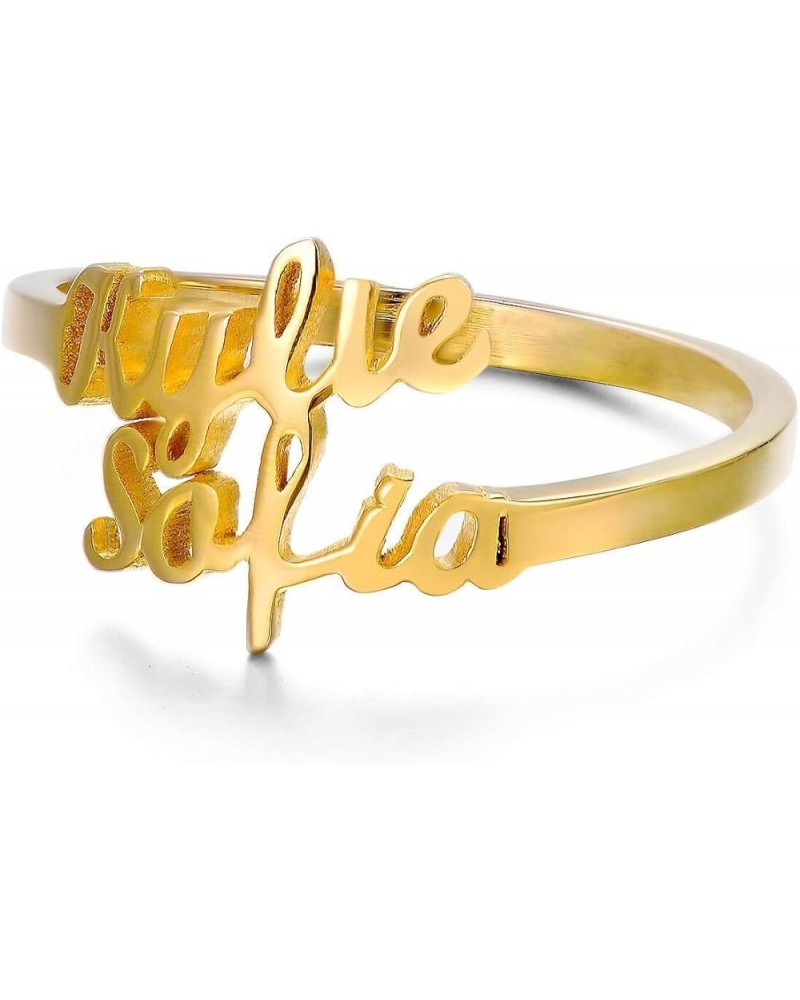 10K/14K/18K Gold Personalized Name Ring Custom Made with Any Name Promise Ring Jewelry Gift for Women Teens Girls Two Name $1...