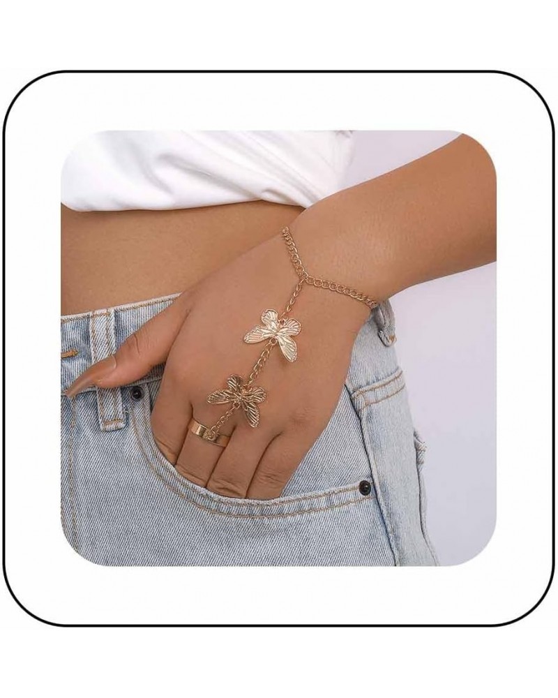 Gothic Butterfly Finger Ring Bracelet Butterfly Hand Chain Bracelet Gold Butterfly Slave Bracelet Butterfly Slave Finger Brac...