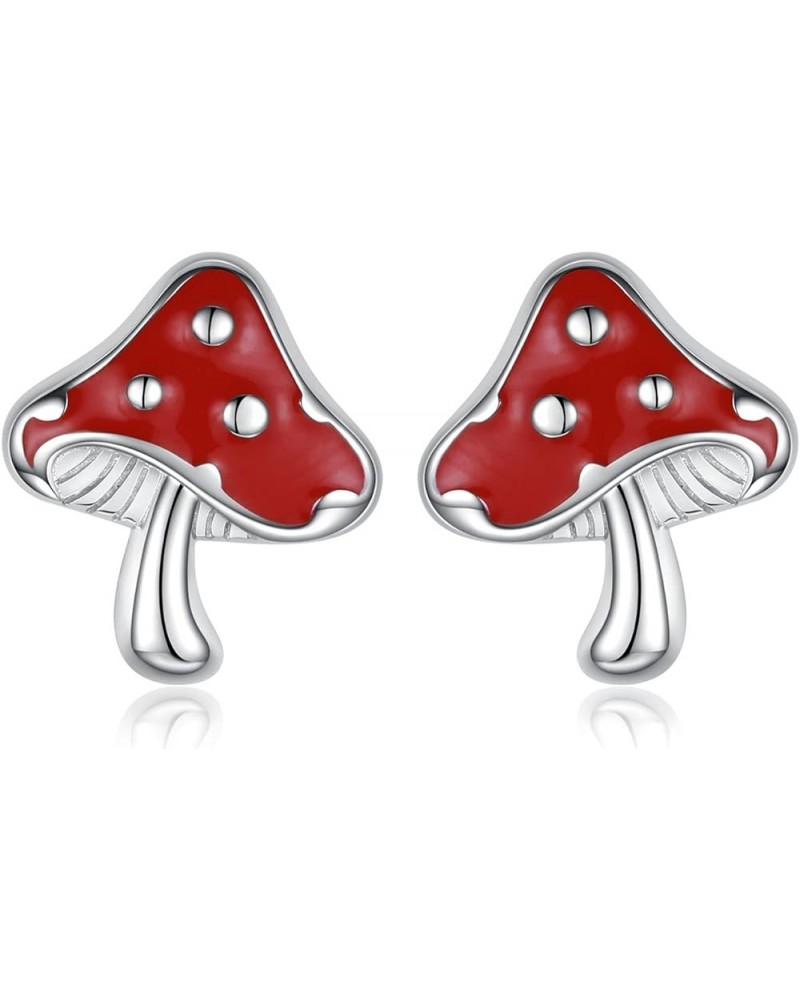 Hypoallergenic 925 Sterling Silver Animals Mushroom Stud Earrings Dog Bunny Pig Cow Otter Deer Ear Studs for Women Teens Girl...