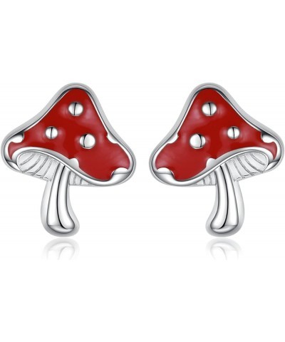 Hypoallergenic 925 Sterling Silver Animals Mushroom Stud Earrings Dog Bunny Pig Cow Otter Deer Ear Studs for Women Teens Girl...