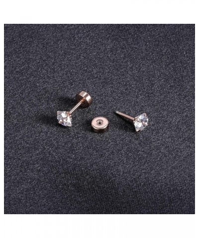 6 Pairs Shiny Round Cubic Zirconia Surgical Steel Stud Earrings Tragus Helix Conch Piercing Cartilage Sets 6 Pairs.3-8mm Cubi...