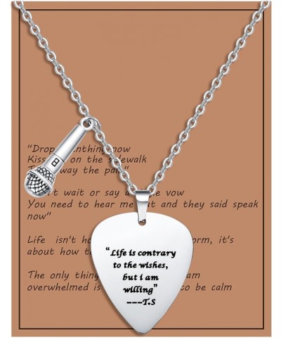 Quotes Guitar Pick Necklace Outfits Jewelry Accessories Inspired Fans Gift Merch "Life is contrary to the wishes,but i am wil...