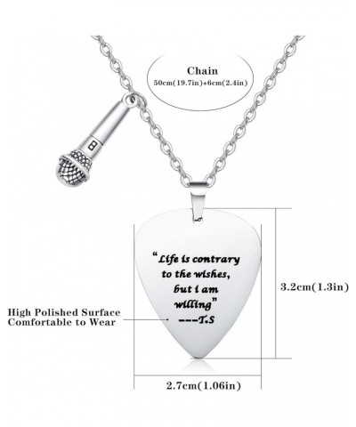 Quotes Guitar Pick Necklace Outfits Jewelry Accessories Inspired Fans Gift Merch "Life is contrary to the wishes,but i am wil...