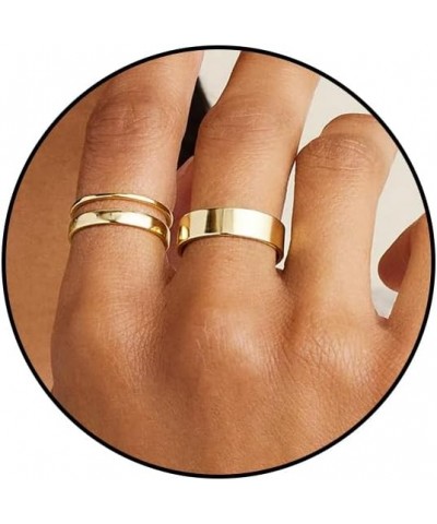 Gold Band Rings Jewelry for Women Trendy 14K Gold Stackable Ring Set for Women Non Tarnish Chunky Thick Rings for Women Size ...