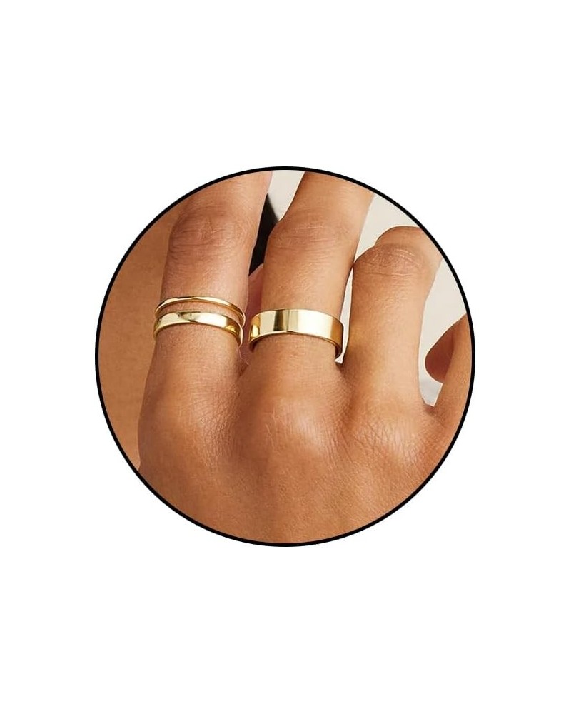 Gold Band Rings Jewelry for Women Trendy 14K Gold Stackable Ring Set for Women Non Tarnish Chunky Thick Rings for Women Size ...