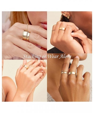 Gold Band Rings Jewelry for Women Trendy 14K Gold Stackable Ring Set for Women Non Tarnish Chunky Thick Rings for Women Size ...