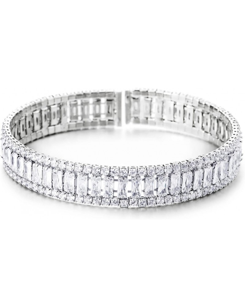 Womens Open Cuff Bangle Bracelet, All-around Cubic Zirconia Pave, Shinny Dazzling $12.87 Bracelets