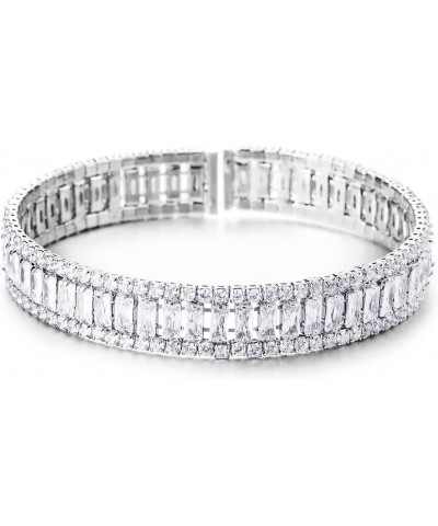 Womens Open Cuff Bangle Bracelet, All-around Cubic Zirconia Pave, Shinny Dazzling $12.87 Bracelets