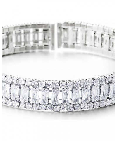 Womens Open Cuff Bangle Bracelet, All-around Cubic Zirconia Pave, Shinny Dazzling $12.87 Bracelets