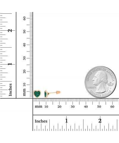 Solid 14K Gold Hypoallergenic 6mm Heart Shaped Birthstone Polished Bezel Screw Back Stud Earrings Emerald Created Rose Gold $...