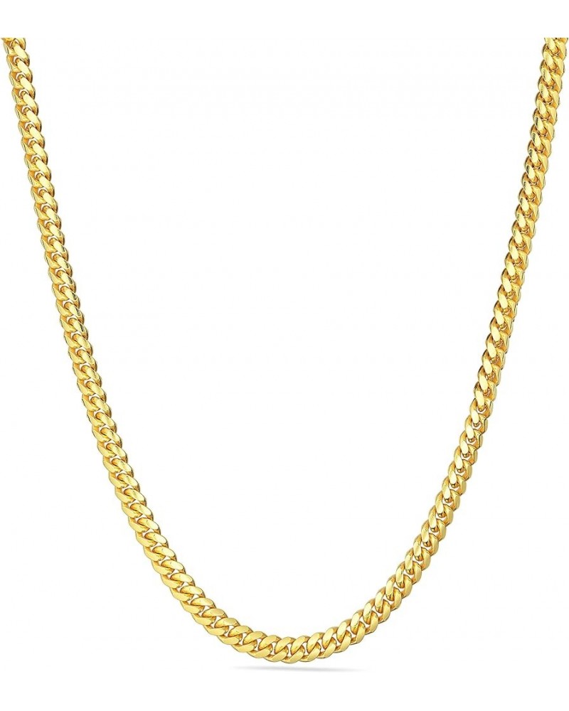 18K Gold Over Solid 925 Sterling Silver 2MM, 2.5MM, 3.5MM, 4MM Miami Cuban Chain Necklace- 16"-30 20 4MM $41.61 Others