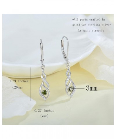 Women 925 Sterling Silver Birthstone Infinity Leverback Drop Dangle Earrings with 5A Cubic Zirconia Jewelry Gift for Her Moth...