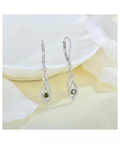 Women 925 Sterling Silver Birthstone Infinity Leverback Drop Dangle Earrings with 5A Cubic Zirconia Jewelry Gift for Her Moth...