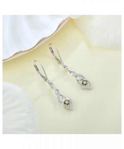 Women 925 Sterling Silver Birthstone Infinity Leverback Drop Dangle Earrings with 5A Cubic Zirconia Jewelry Gift for Her Moth...