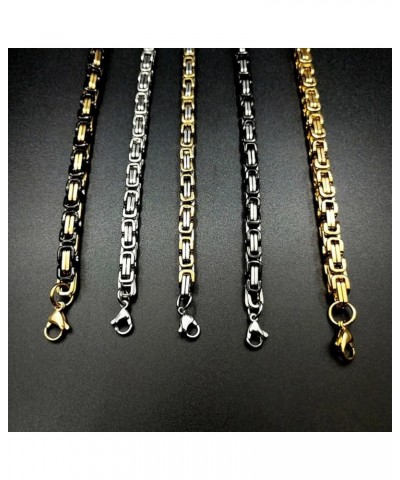 Chain Men Stainless Steel, Flat Byzantine Chain Link Necklace 4mm/5mm/6mm/8mm Silver/Black/Gold Chains for Unisex 55/60CM Gol...