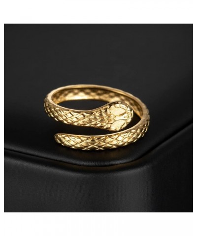 Womens Spiral Snake Ring,Adjust 14K Gold Plated Sterling Silver Punk Gothic Cocktail Party Wrap Twist Snake Ring for Women Gi...