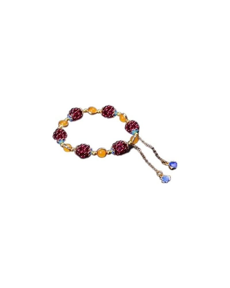 Natural Garnet Gemstone Round Bead Women Healing Reiki Chain Bracelet Xmas Gift Citrine Garnet $9.34 Bracelets