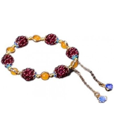 Natural Garnet Gemstone Round Bead Women Healing Reiki Chain Bracelet Xmas Gift Citrine Garnet $9.34 Bracelets