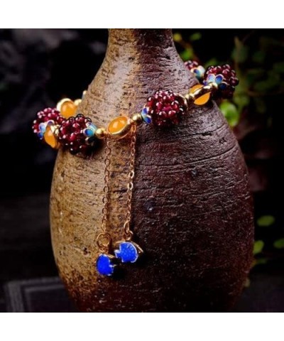 Natural Garnet Gemstone Round Bead Women Healing Reiki Chain Bracelet Xmas Gift Citrine Garnet $9.34 Bracelets