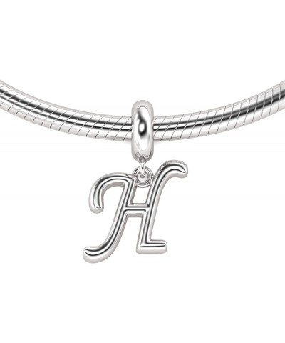 Letter A-Z Pendant Charm 925 Sterling Silver Dangling Charm Fit for Bracelet or Necklace Charm for Women Men Letter H $12.48 ...