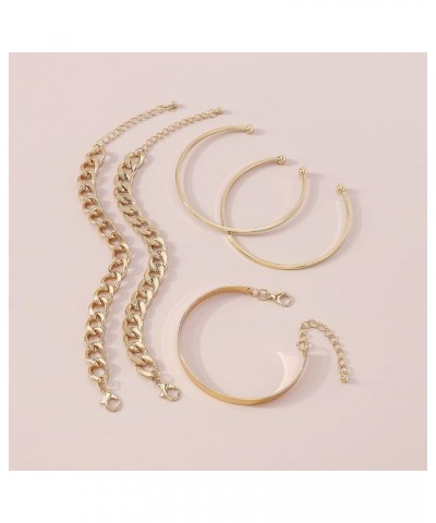 Gold Chain Bracelets Set Curb Link Chain Bracelets Dainty Cuff Bangle Bracelets for Women Open Wrist Cuffs Stackable Bracelet...