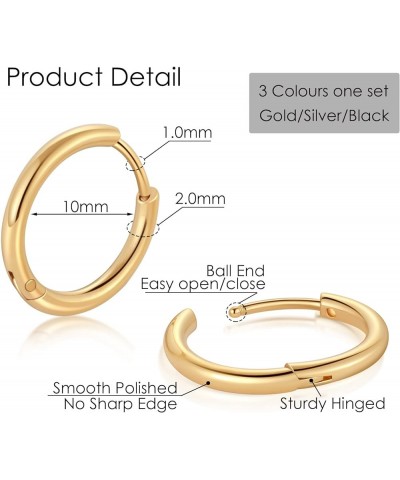 Hypoallergenic Small Hoop Earrings for Women Men,Huggie Tiny Hoop Earrings Sets for Cartilage Tragus,Titanium Surgical Steel ...