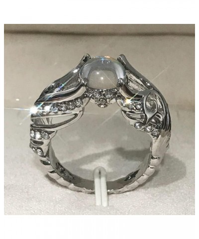 Illusion Exquisite 925 Sterling Silver Ring Angel Wings Wedding Band Charming Moonstone Diamond Jewelry Casual Accessory Wome...