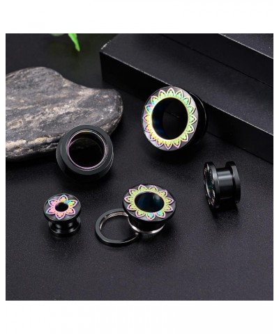 Tunnels Flesh Plugs Earrings Stainless Steel Black Gauges for Ears Mosaic Flower Stretchers. S8474C 1/2"(12mm) $10.03 Body Je...